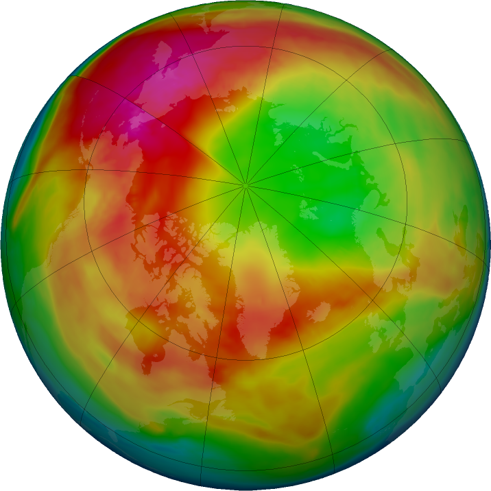 Arctic ozone map for 13 February 2024